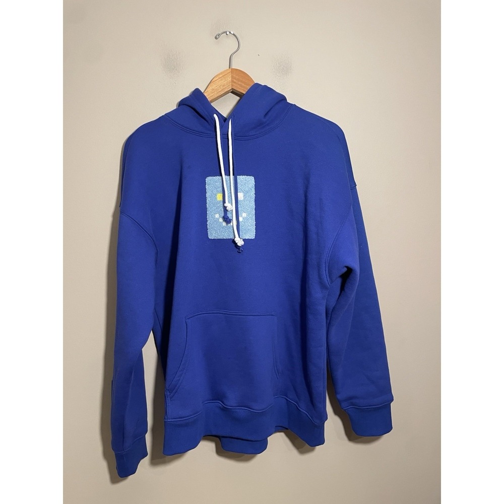 Venque Amoo Pixel Smiley Hoodie Sweatshirt Men's Medium Royal Blue - Picture 3 of 7